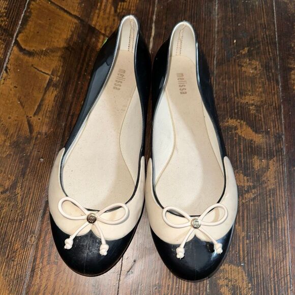 Melissa nude & black jelly rubber size 7 Divine ballet flats - Picture 2 of 7